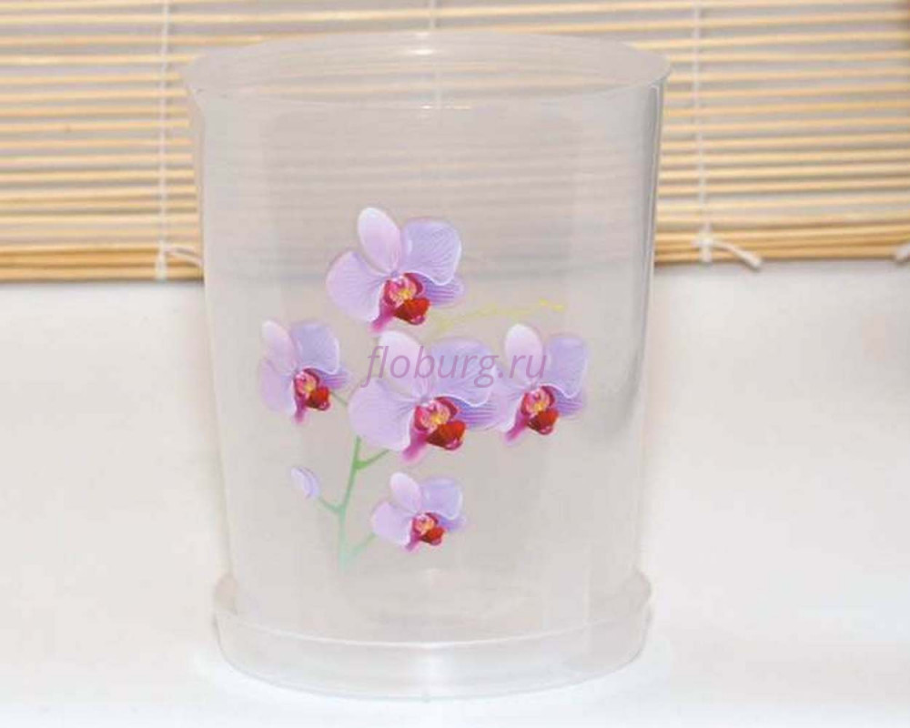 Горшок для цветов пластиковый с поддоном Для Орхидей 1,2л (прозр)-1 с под м1603Ж             