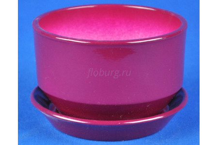 Горшок для цветов керамический с поддоном Дзен КП (10см) сиреневый                     