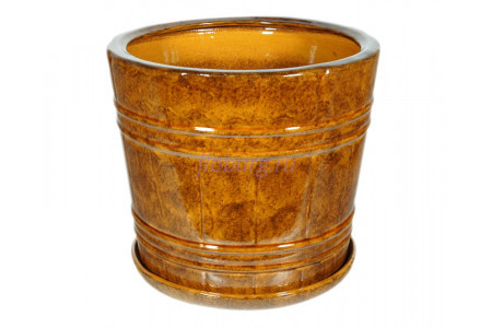 Горшок для цветов керамический с поддоном «Кадка №4» коричневый 10л