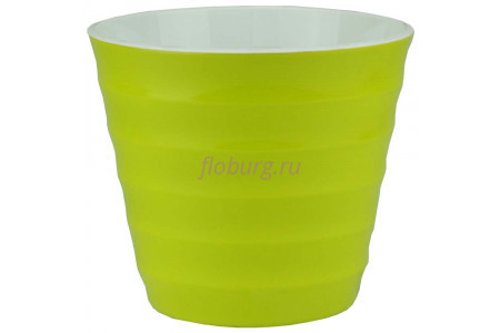 Горшок для цветов пластиковый Лаура с под. 3,7л  (фисташ-бел) ЛР2013             