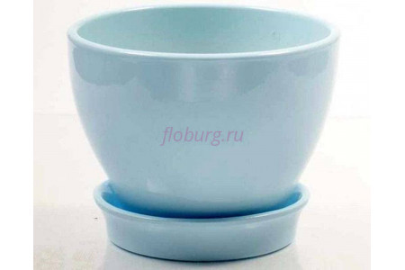 Горшок для цветов керамический с поддоном Ксения КП 1 (0,5л) голубой