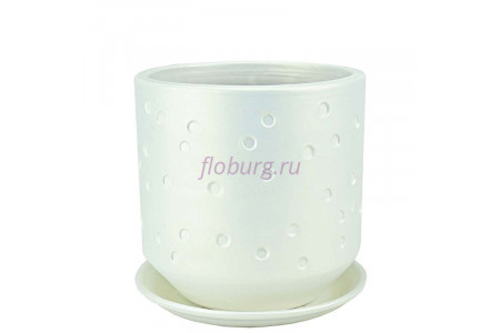 Горшок для цветов керамический с поддоном Марго цилиндр бел.18см 3-32  37-132        