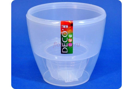 Кашпо пластиковое двойное DECO TWIN 2,5л (прозр) э 597