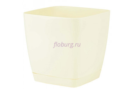 Горшок для цветов пластиковый с поддоном Toscana квадр. 7,6л с под.(крем) (0735-001)