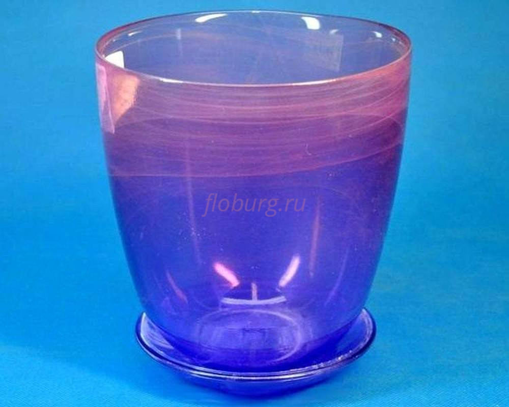 Горшок из стекла цветочный  «№4 алебастр  крашеный розово-фиолет.»