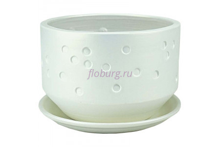 Горшок для цветов керамический с поддоном Марго плошка бел.17см 3-32  36-132        