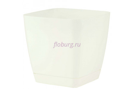 Горшок для цветов пластиковый с поддоном Toscana квадр. 5л с под.(бел) (0734-011)