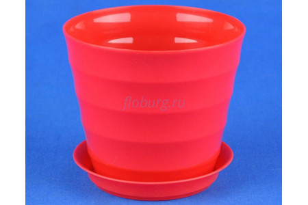 Горшок для цветов пластиковый с поддоном Лаура 0,7л (красное)                  