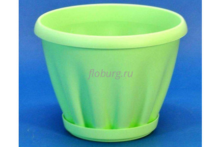 Горшок для цветов пластиковый с поддоном Знатный 1л (зеленый)